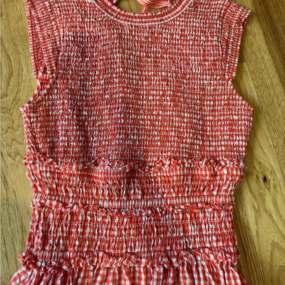 HUNTER BELL Pink Gingham Smocked Waist Midi Dress - Picture 2 of 2